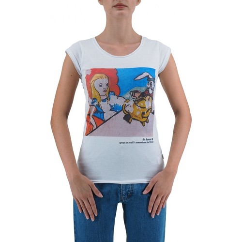 Kleidung Damen T-Shirts & Poloshirts Ko Samui Tailors Alice In Wonderland T-Shirt Weiss  KSUTB436ALI Weiss