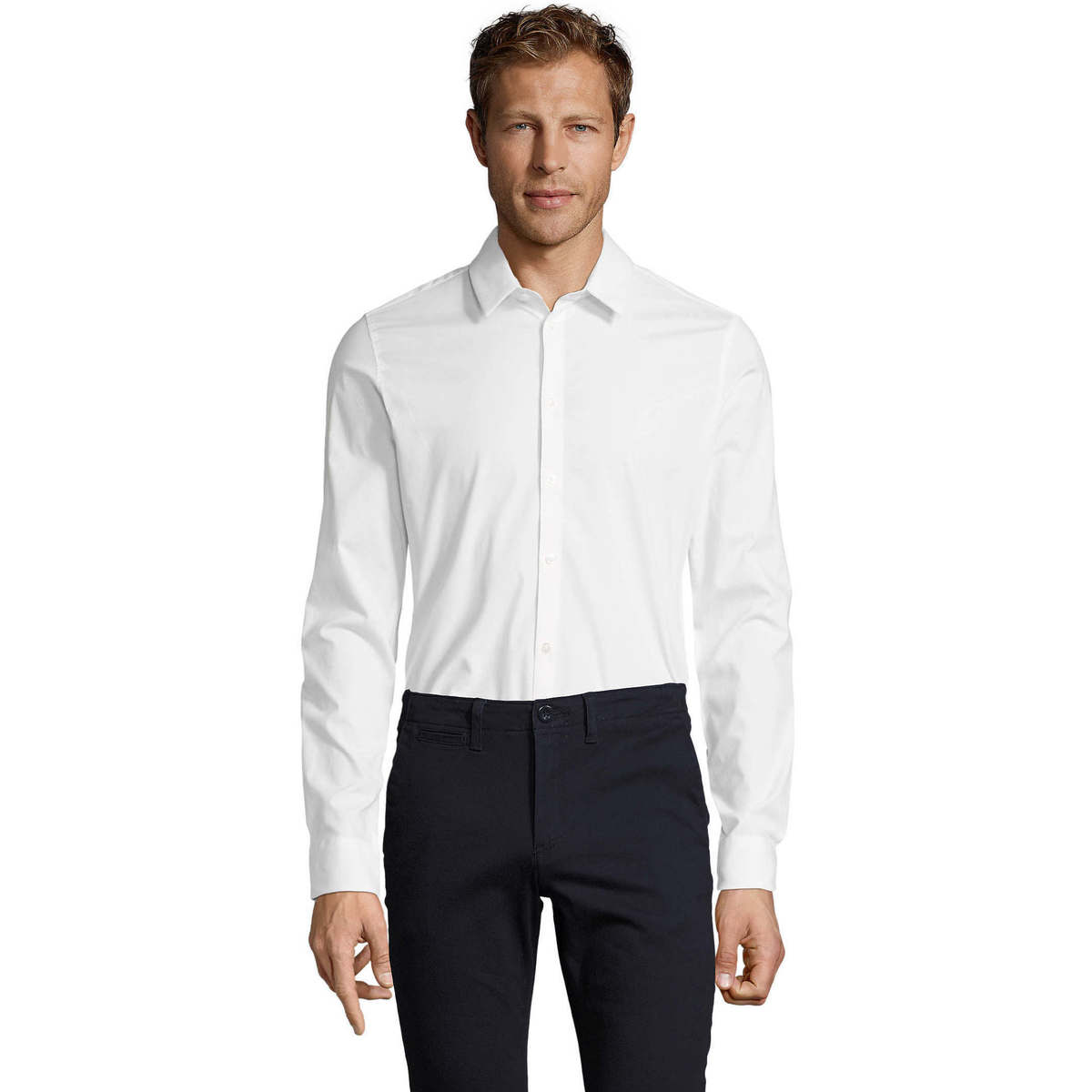 Kleidung Herren Langärmelige Hemden Sols BLAKE MODERN MEN-CAMISA STRETCH HOMBRE MANGA LARGA Weiss