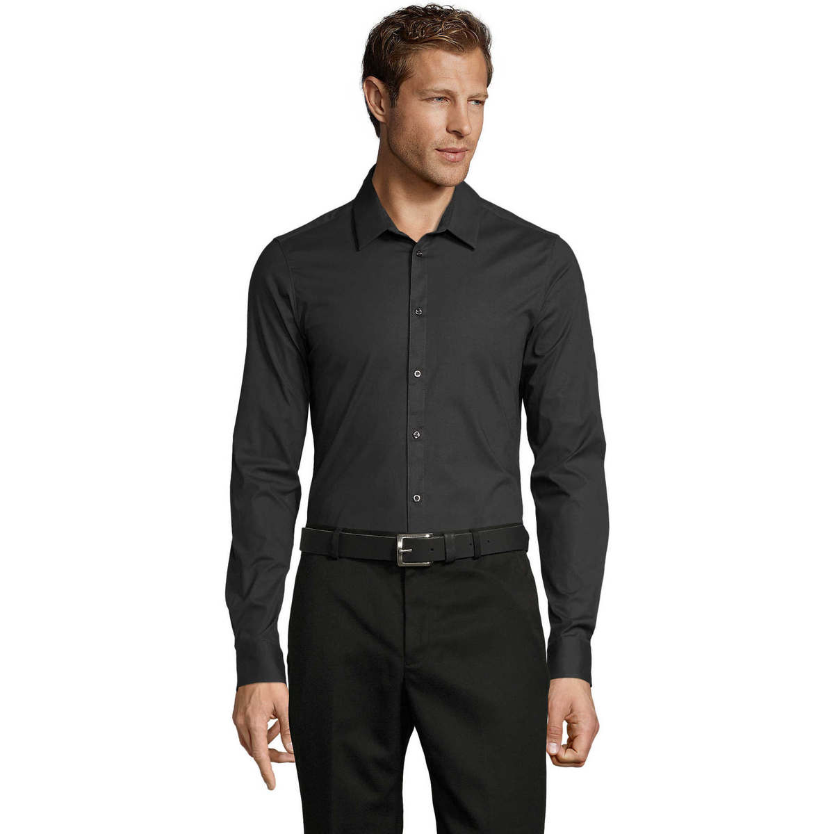 Kleidung Herren Langärmelige Hemden Sols BLAKE MODERN MEN-CAMISA STRETCH HOMBRE MANGA LARGA Grau
