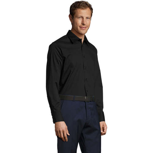 Sols BRIGHTON -CAMISA HOMBRE STRECH MANGA LARGA Schwarz