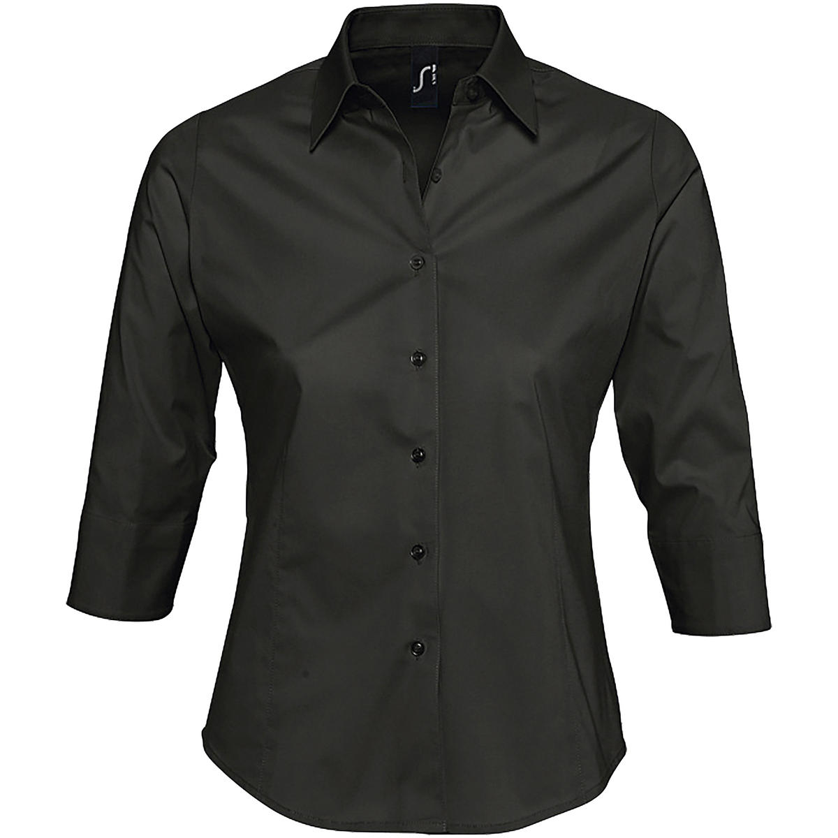 Kleidung Damen Hemden Sols EFFECT ELEGANT-CAMISA STRETCH MUJER MANGAS 3/4 de algodon Schwarz
