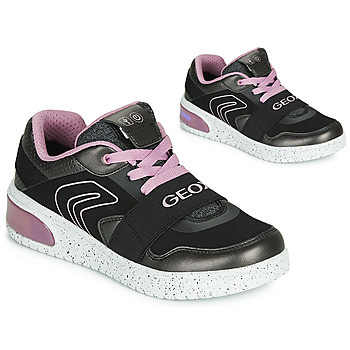 Schuhe Mädchen Sneaker High Geox J XLED GIRL Schwarz / Rosa /  led
