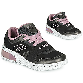 Schuhe Mädchen Sneaker High Geox J XLED GIRL Schwarz / Rosa /  led