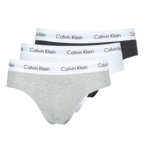 Unterwäsche Herren Slips Calvin Klein Jeans COTTON STRECH HIP BREIF X 3 Schwarz / Weiss / Grau