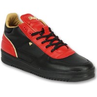 Schuhe Herren Sneaker Low Cash Money Sneaker High Luxury Black Red Schwarz