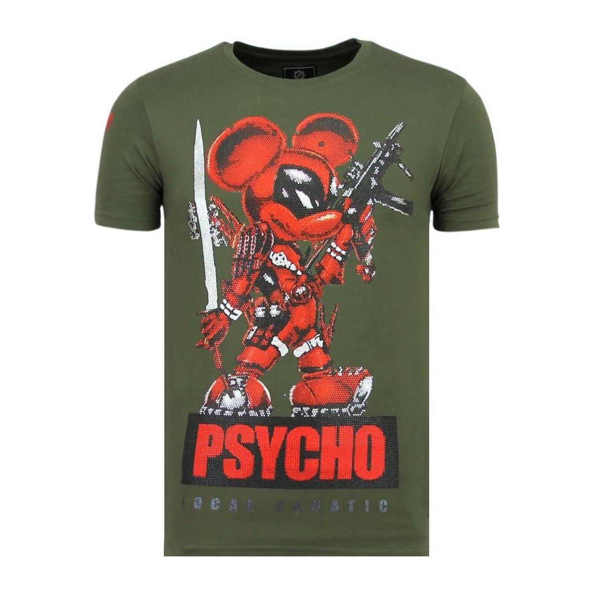 Kleidung Herren T-Shirts Local Fanatic Rhinestones Psycho Mouse Mit Strass Grün