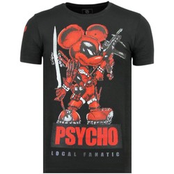 Kleidung Herren T-Shirts Local Fanatic Rhinestones Psycho Mouse Shirt Mit Schwarz