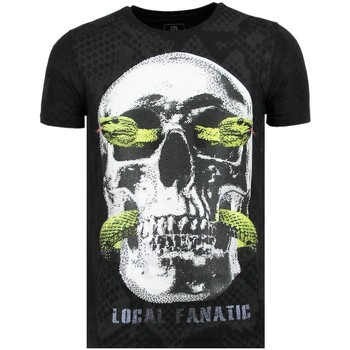 Kleidung Herren T-Shirts Local Fanatic Skull Snake Rhinestones Skull Z Schwarz