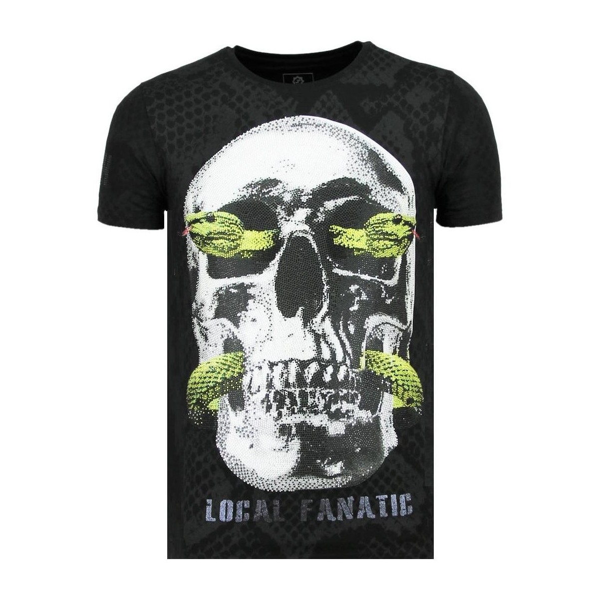 Kleidung Herren T-Shirts Local Fanatic Skull Snake Rhinestones Skull Z Schwarz