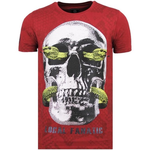 Kleidung Herren T-Shirts Local Fanatic Skull Snake Rhinestones Skull B Rot