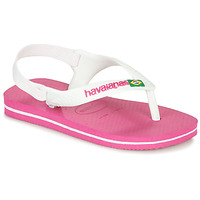 Schuhe Mädchen Zehensandalen Havaianas BABY BRASIL LOGO II Pink / Weiss