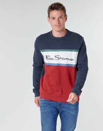 Kleidung Herren Sweatshirts Ben Sherman COLOUR BLOCKED LOGO SWEAT Marine / Rot