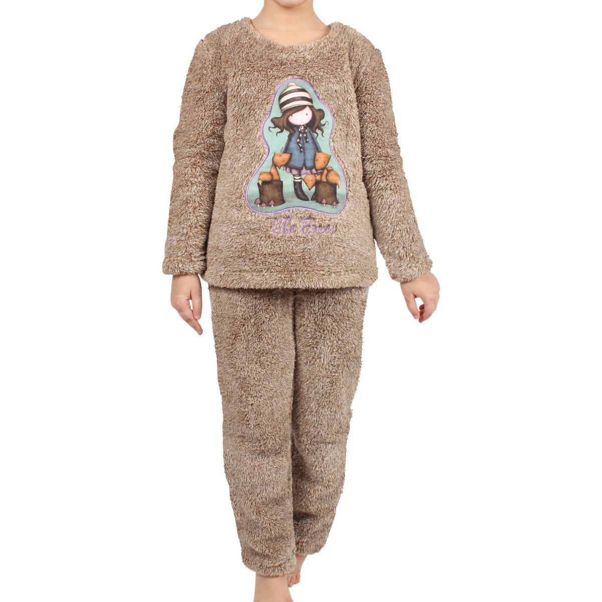 Kleidung Mädchen Pyjamas/ Nachthemden Admas Schlafanzug langarm Hose Corel The Foxes braun Santoro London Braun