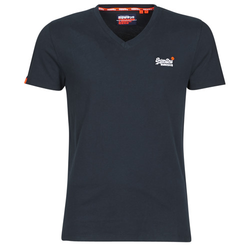 Kleidung Herren T-Shirts Superdry ORANGE LABEL VNTGE EMB VEE TEE Weiss / silber / Navy