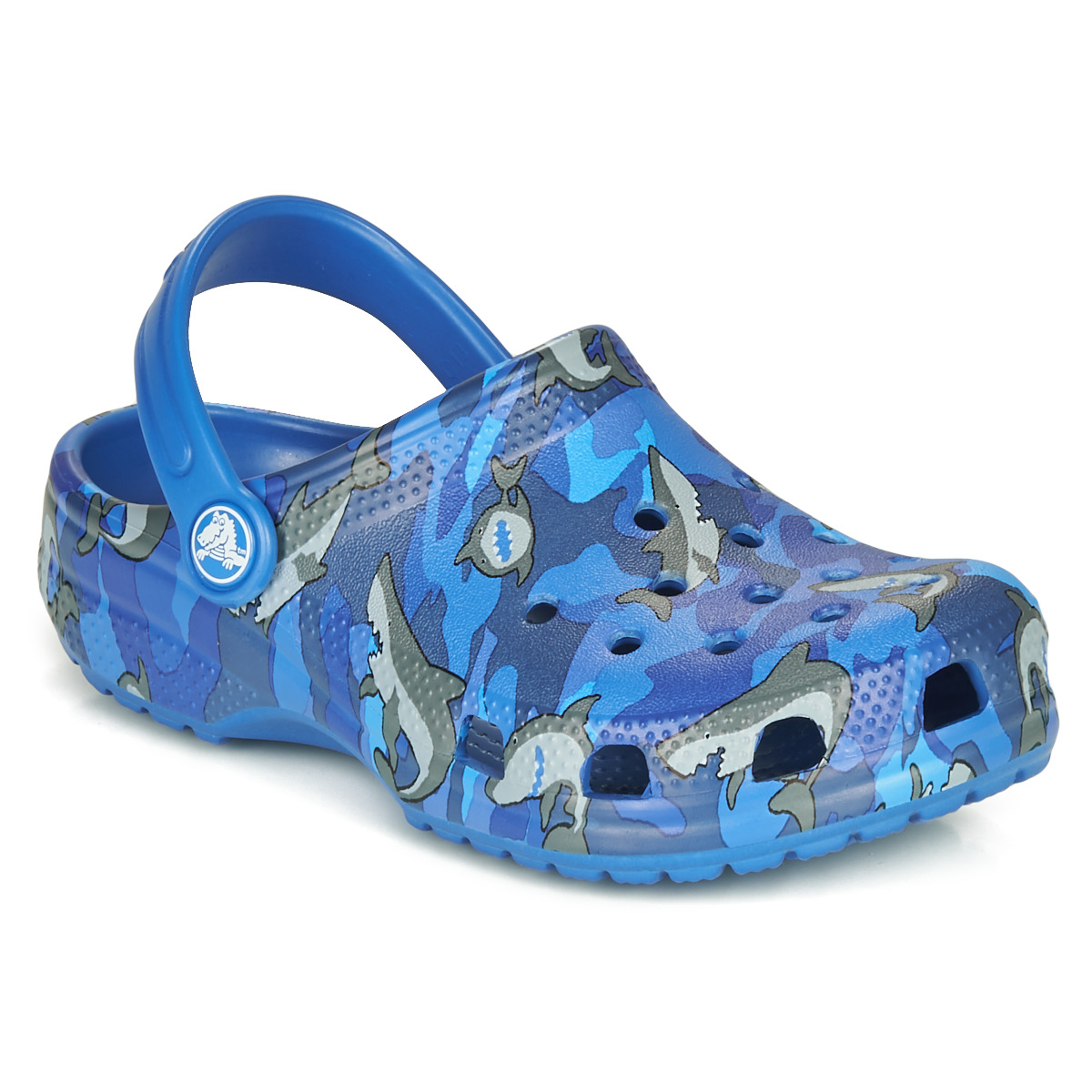 Schuhe Jungen Pantoletten / Clogs Crocs CLASSIC SHARK CLOG Blau