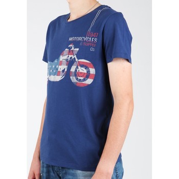 Wrangler T-Shirt  S/S Biker Flag Tee W7A53FK 1F Blau