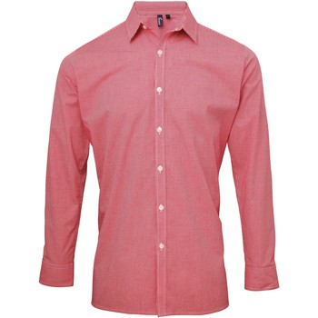 Kleidung Herren Langärmelige Hemden Premier Microcheck Rot/Weiß
