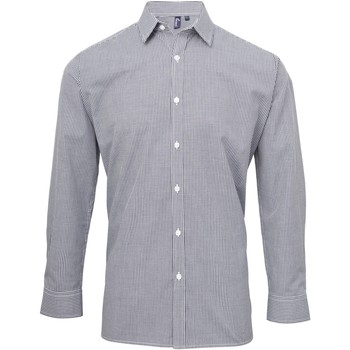 Kleidung Herren Langärmelige Hemden Premier Microcheck Marineblau/Weiß