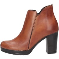 Schuhe Damen Ankle Boots Made In Italia 309 TROCHETTO Stiefeletten Frau Leder Braun