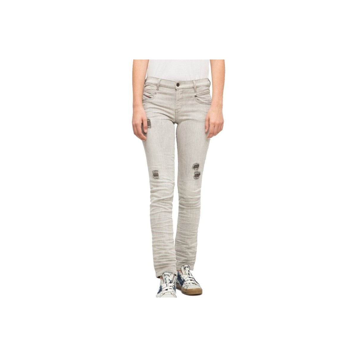 Kleidung Damen Slim Fit Jeans Diesel 00SSSI0676M02 Grau