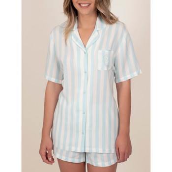Kleidung Damen Pyjamas/ Nachthemden Admas Pyjamahemd kurz Classic Stripes blau Blau