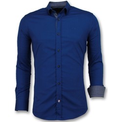 Kleidung Herren Langärmelige Hemden Tony Backer Business Langarm Bluse Slim Blau