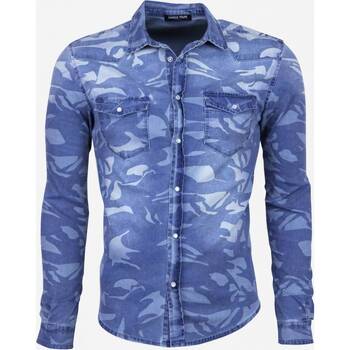 Kleidung Herren Langärmelige Hemden Daniele Volpe Pelzkragen Größe M Blau