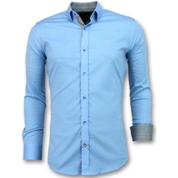 Kleidung Herren Langärmelige Hemden Tony Backer Slim Overhemd Mannen Blouse Licht W Blau