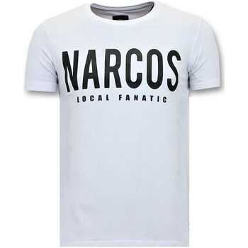 Kleidung Herren T-Shirts Local Fanatic Mit Aufdruck Narcos Pablo Escobar Weiss