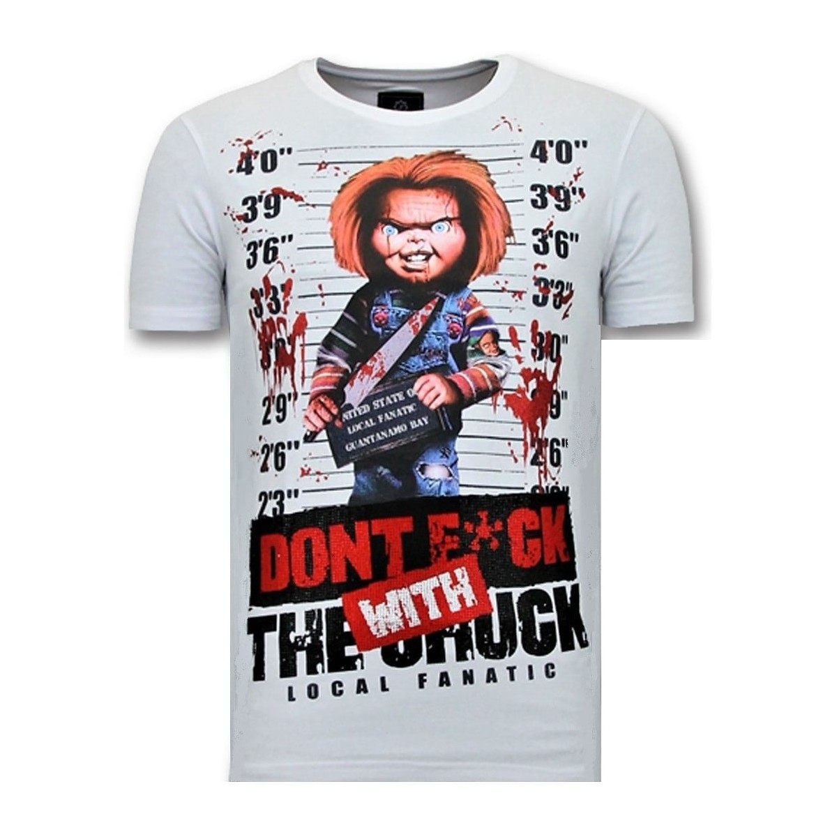Kleidung Herren T-Shirts Local Fanatic Mit Aufdruck Bloody Chucky Weiss