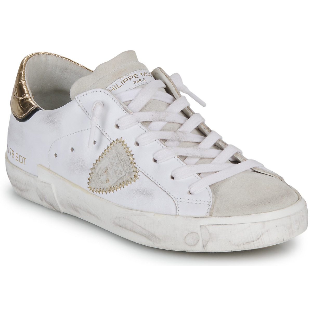 Schuhe Damen Sneaker Low Philippe Model PARIS X VEAU CROCO Weiss / Gold