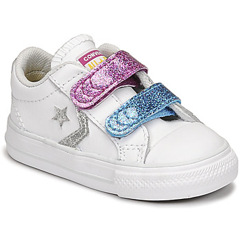 Schuhe Mädchen Sneaker Low Converse STAR PLAYER 2V GLITTER TEXTILE OX Weiss / Blau / Rose