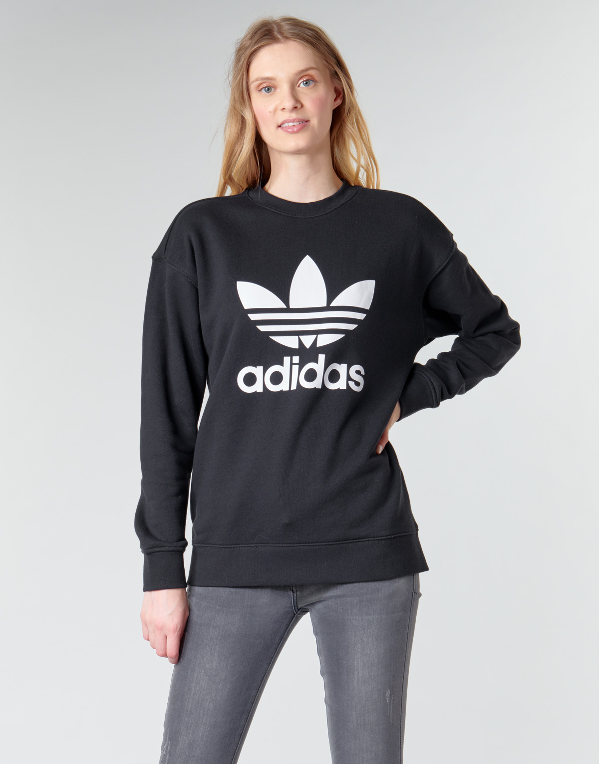 Kleidung Damen Sweatshirts adidas Originals TRF CREW SWEAT Schwarz