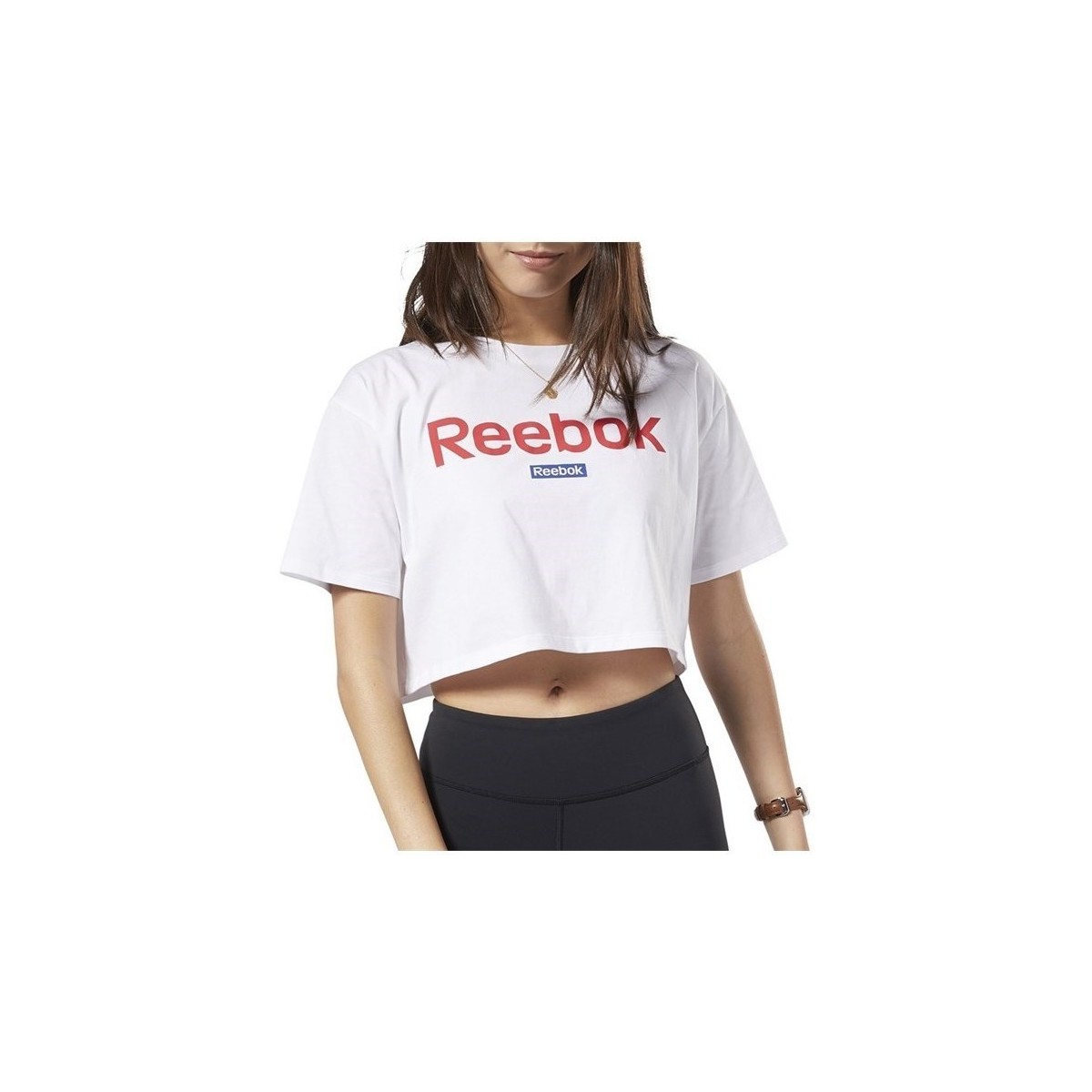 Kleidung Damen T-Shirts Reebok Sport Linear Logo Crop Tee Weiss
