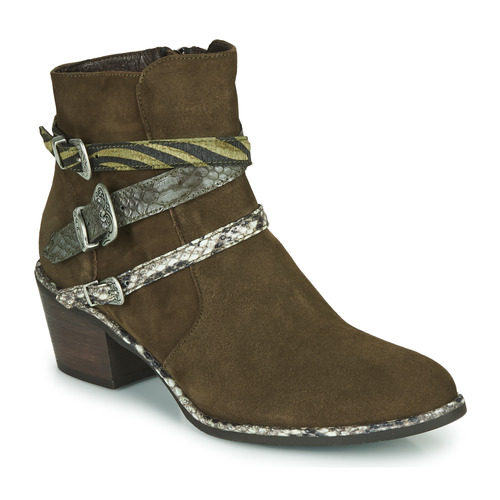 Schuhe Damen Low Boots Regard NAPOLI V3 VELOURS MILITARE Kaki