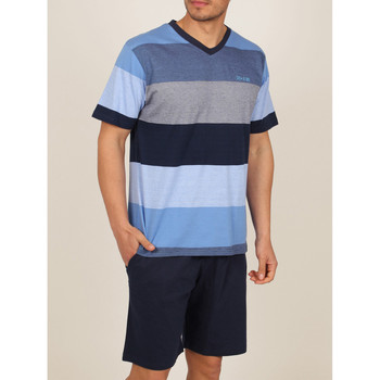Kleidung Herren Pyjamas/ Nachthemden Admas Homewear Pyjama-Shorts T-Shirt Stay Stripes blau Blau