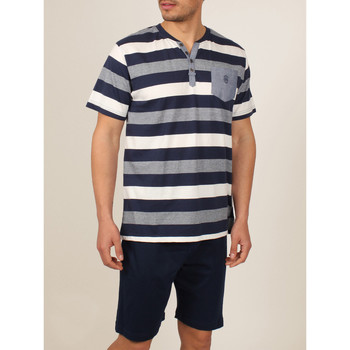 Kleidung Herren Pyjamas/ Nachthemden Admas For Men Indoor-Bekleidung Pyjama-Shorts T-Shirt Greece blau Admas Blau