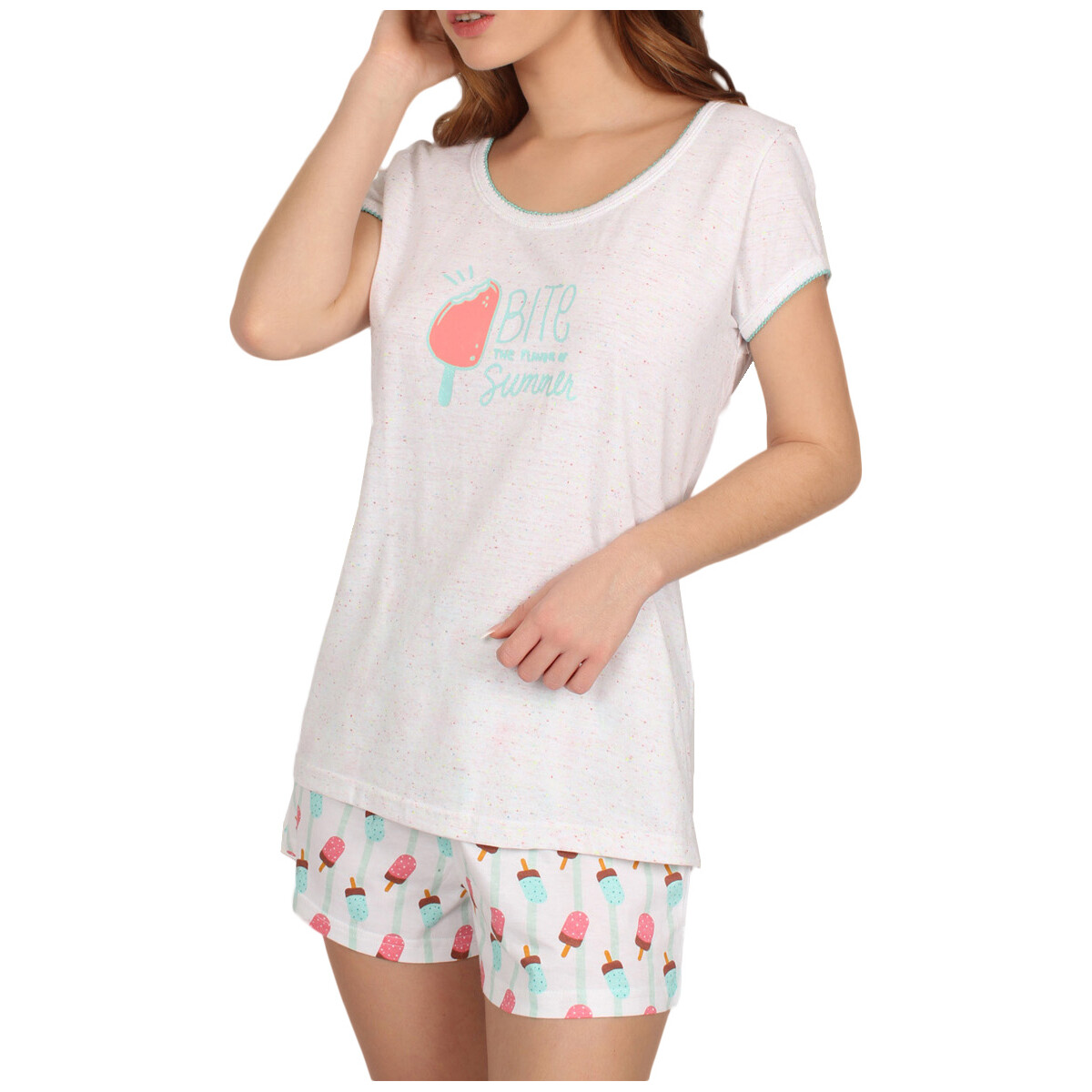 Kleidung Damen Pyjamas/ Nachthemden Admas Pyjama Shorts T-Shirt Summer Bites weiß Weiss
