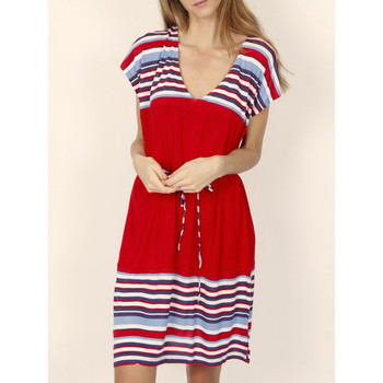 Kleidung Damen Kurze Kleider Admas Kurzärmeliges Sommerkleid Elegant Stripes rot Sand