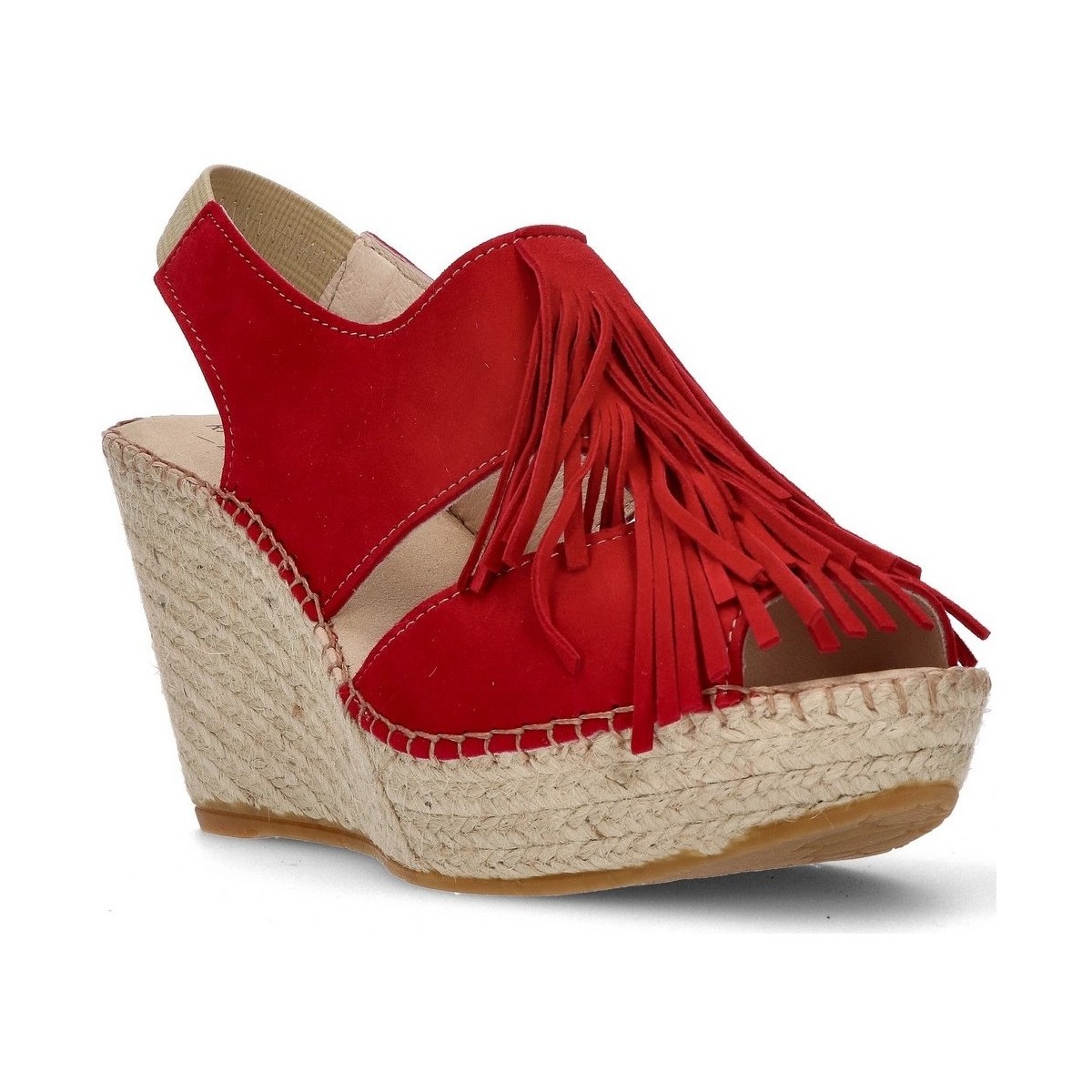 Schuhe Damen Leinen-Pantoletten mit gefloch Ramoncinas BROWN ESPADRILLES APHRODITE FRINGES Rot