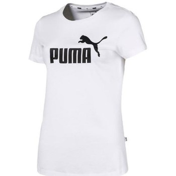 Kleidung Damen T-Shirts Puma Ess Logo Tee Weiss