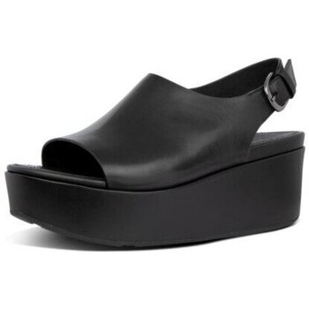 Schuhe Damen Sandalen / Sandaletten FitFlop ELOISE BACK STRAP LEATHER WEDGES ALL BLACK Schwarz