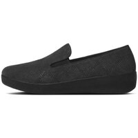 Schuhe Damen Slipper FitFlop SUPERSKATE TM- BLACK SNAKE EMBOSSED Schwarz