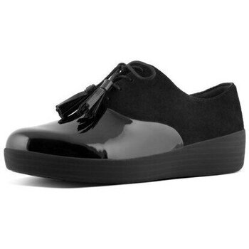 Schuhe Damen Slipper FitFlop CLASSIC TASSEL TM SUPEROXFORD ALL BLACK SUEDE Schwarz