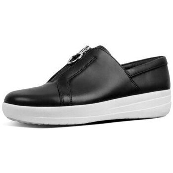 Schuhe Damen Sneaker Low FitFlop NEW ZIP SNEAKER LEATHER BLACK Schwarz