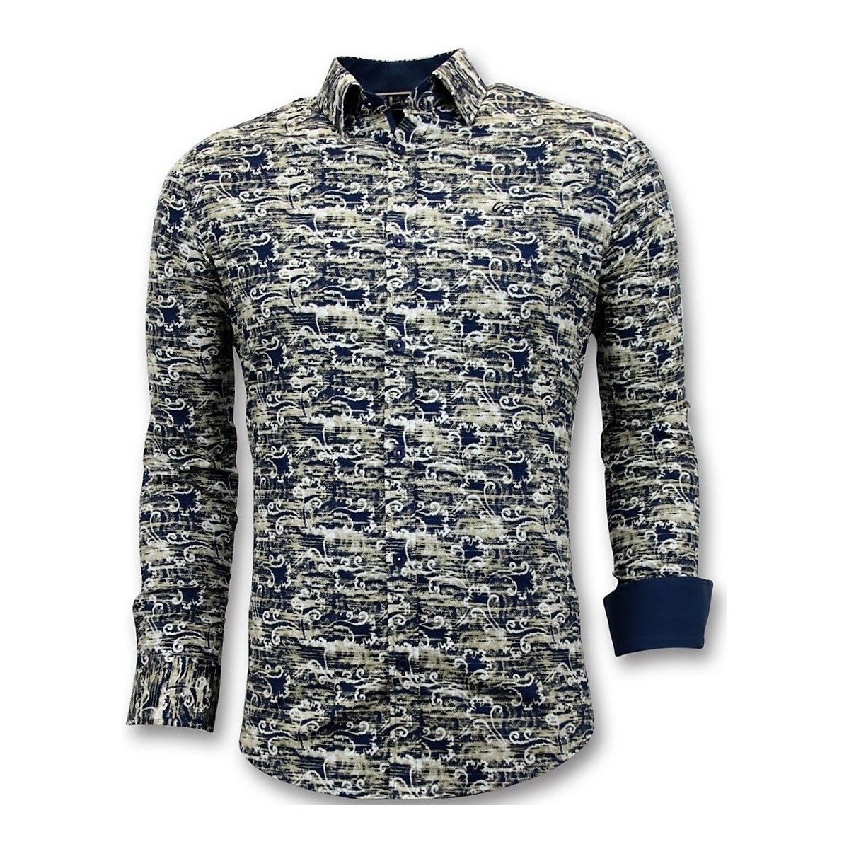 Kleidung Herren Langärmelige Hemden Tony Backer S Shirts Digital Printing Italian Blau