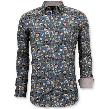 Kleidung Herren Langärmelige Hemden Tony Backer Italienisch Hemd DigitalBludruck Grün