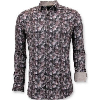 Kleidung Herren Langärmelige Hemden Tony Backer Slim Bluse Digital Printing Braun