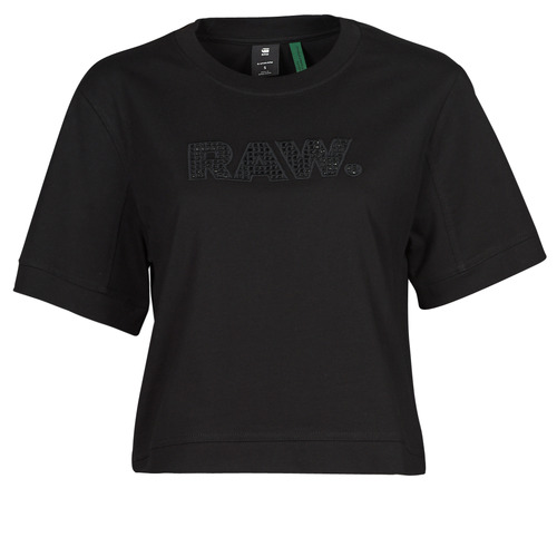 Kleidung Damen T-Shirts G-Star Raw BOXY FIT RAW EMBROIDERY TEE Schwarz