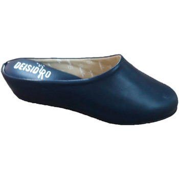 Schuhe Damen Hausschuhe Deisidro Frauenlederpantoffeln öffnen sich zurück Blau
